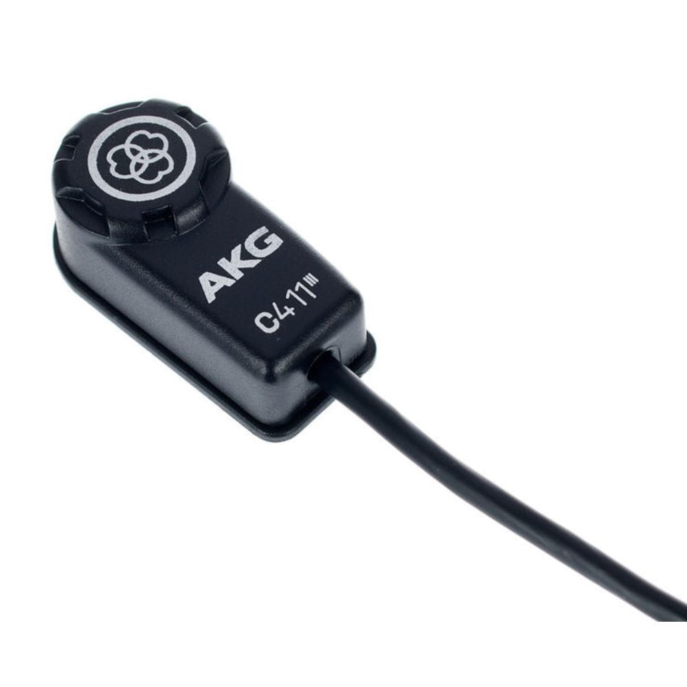 AKG C411 PP Miniature Condenser Pickup Microphone to 3-Pin XLR Male Cable 10' - Matte Black