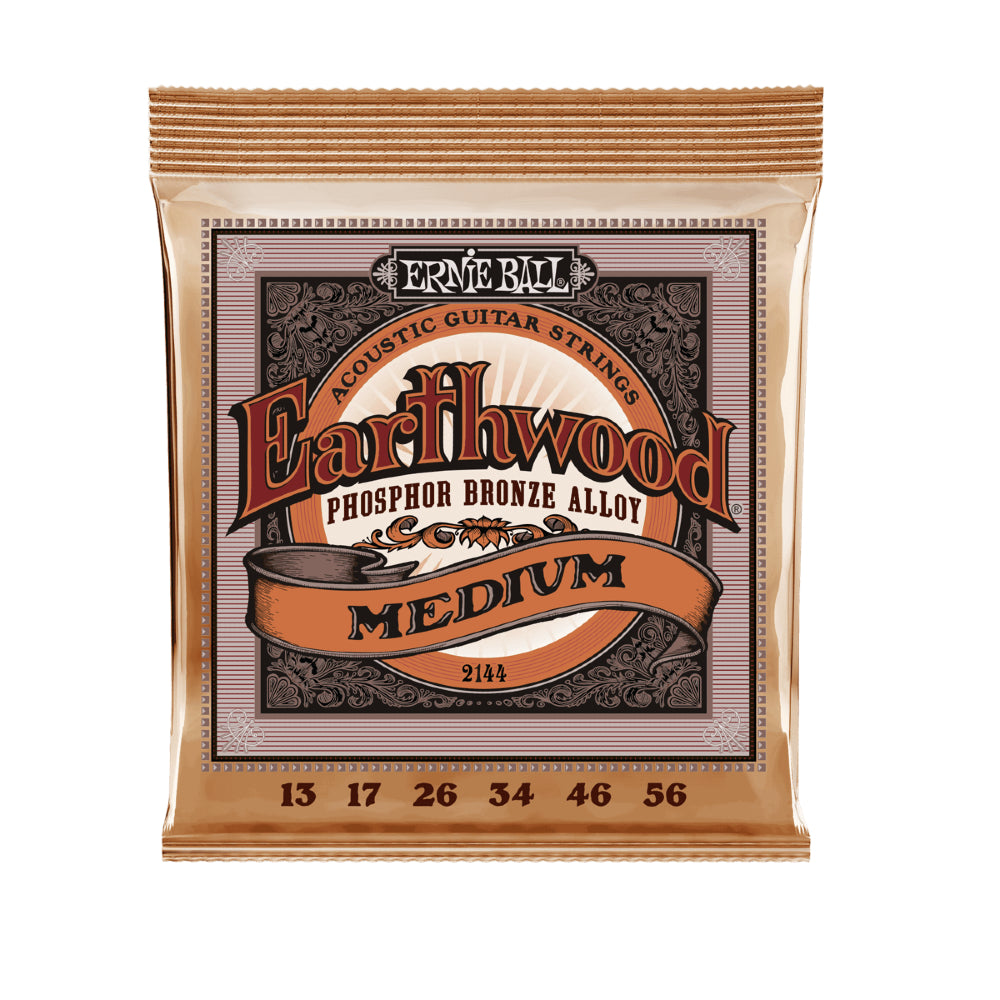 Ernie Ball 2144 Earthwood Phosphor Bronze Medium Acoustic Guitar Strings - Gauge 13-56