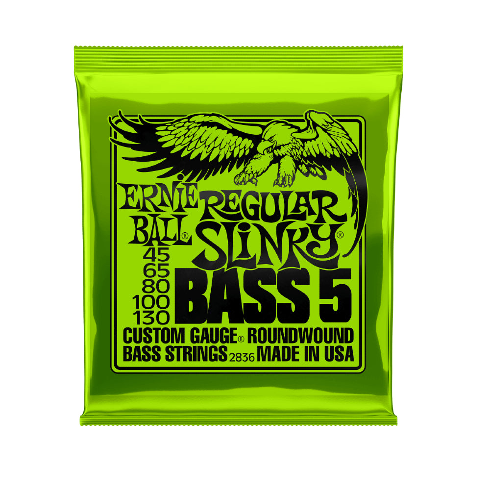 Ernie Ball 2836 Regular Slinky Nickel Wound 5 String Electric Bass Guitar Strings - Gauge 45-130