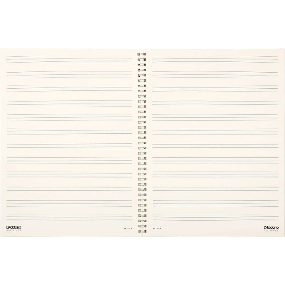 D'Addario B12S-48 Spiral Bound Manuscript Paper Book, 12 Stave, 48 Pages