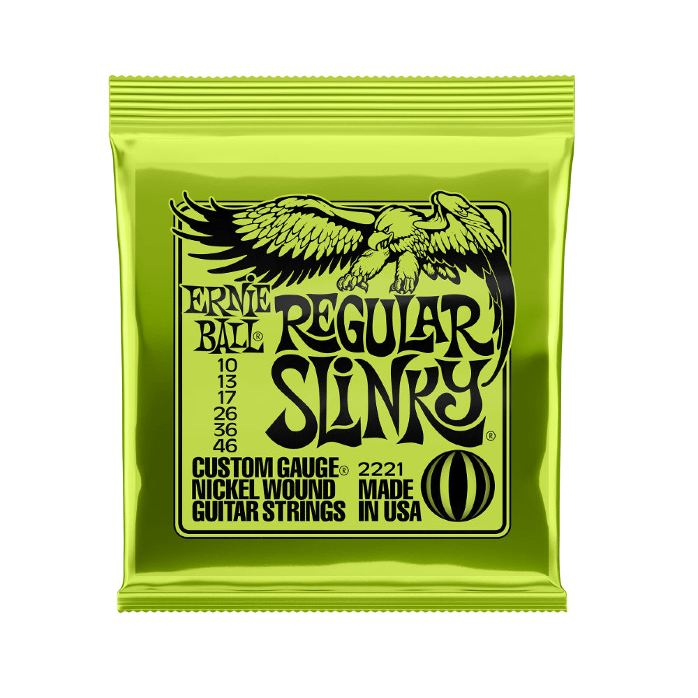 Ernie Ball 2221 Regular Slinky Nickel Wound Electric Guitar Strings, Gauge 10-46
