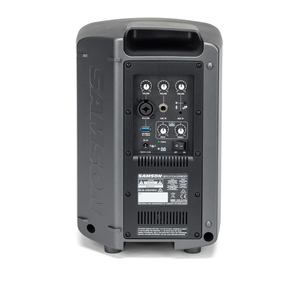 Samson Expedition Express+ 75W, 1 x 6" Rechargeable Portable PA with 3-channel Mixer, Wired Handheld Microphone, and Bluetooth Streaming