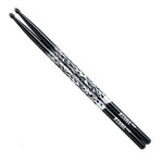 Tama 5A-F-BS Rhythmic Fire Black Silver Pattern Japanese Oak 5A Wood Tip Drumstick
