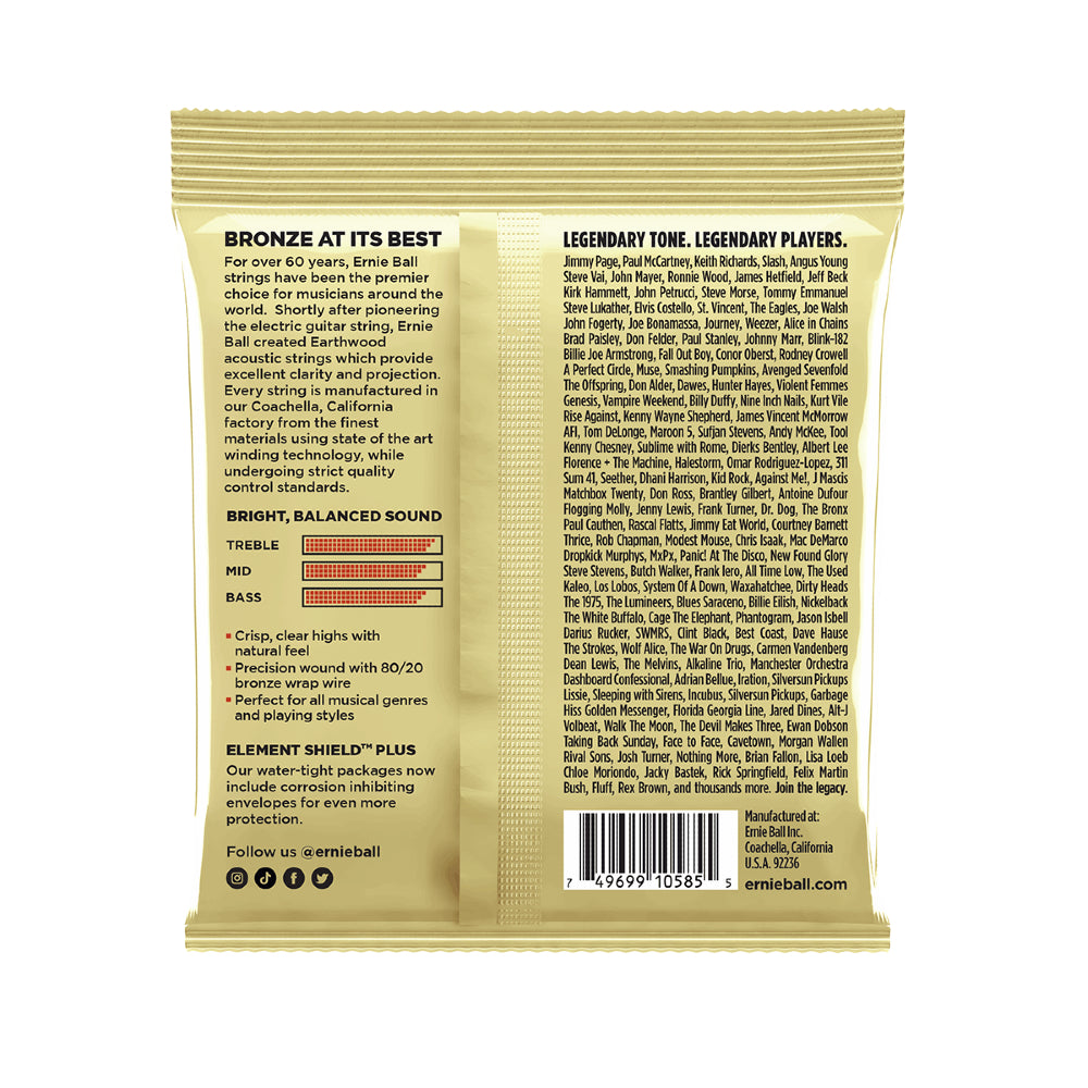 Ernie Ball 2007 Earthwood 80/20 Bronze Alloy Custom Light Acoustic Strings - Gauge 11.5-54
