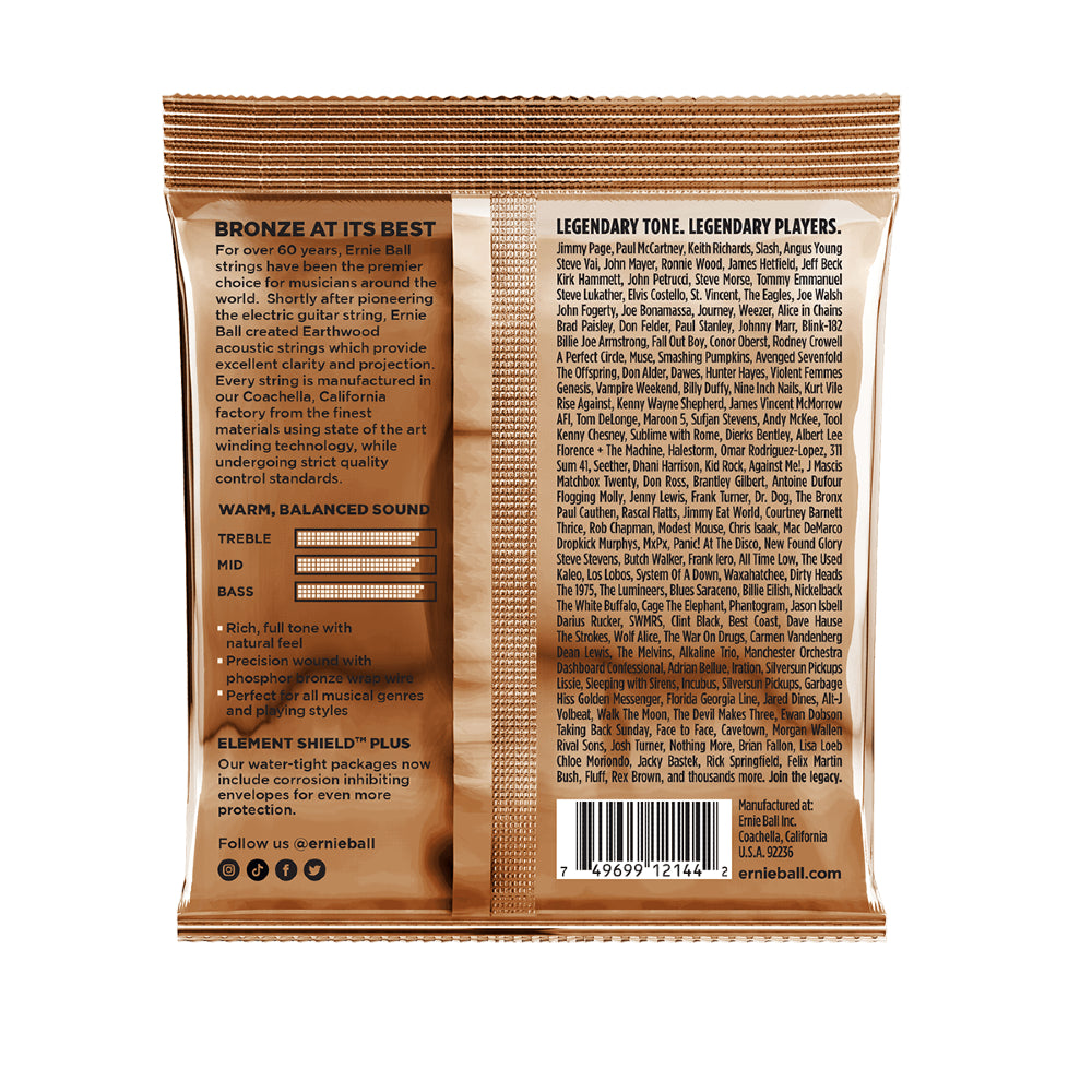 Ernie Ball 2144 Earthwood Phosphor Bronze Medium Acoustic Guitar Strings - Gauge 13-56