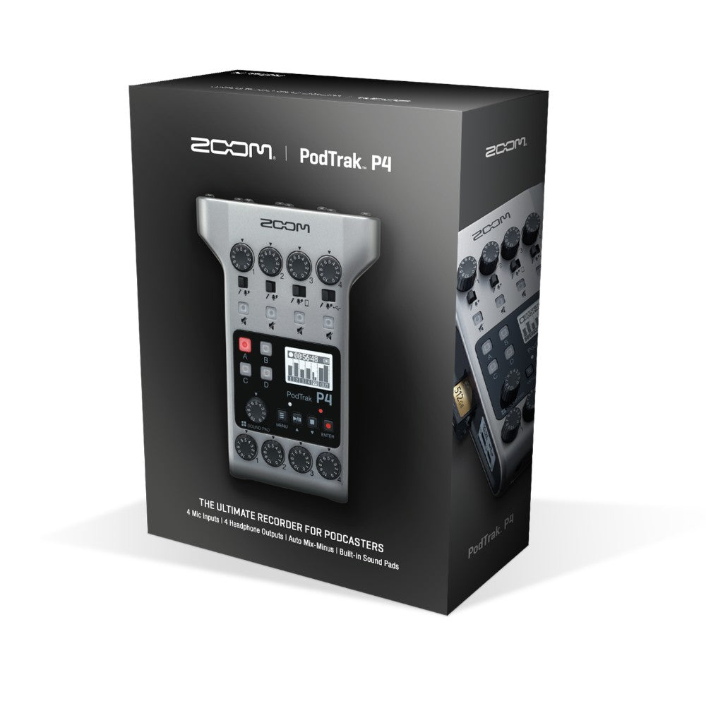 Zoom PodTrak P4 Portable Multitrack Podcast Recorder with 4-Person Podcasting Kit
