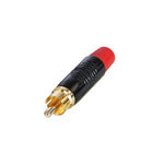 REAN RF2C-B-2-D RCA Plug with Gold Contact, Black, Red Boot