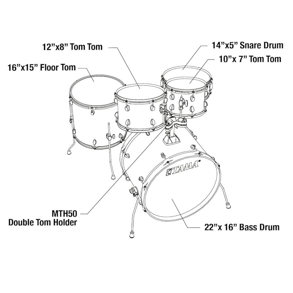 Tama Rhythm Mate RM52KH6C-BK Black 5-piece complete kit with 22" bass drum - with cymbals set and Hardware