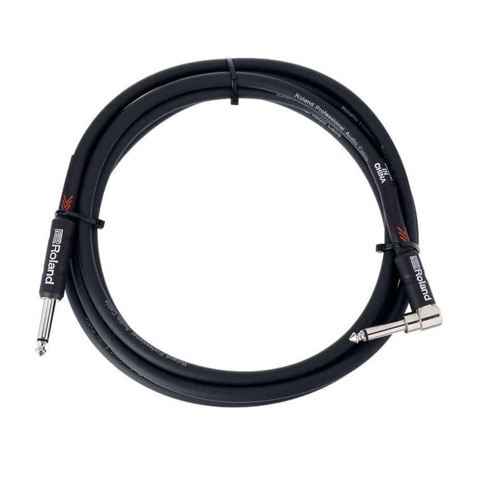 Roland RIC-B10A Black Series Instrument Cable - 1/4-inch TS Male to 1/4-inch TS Male Right Angle - 10-foot | Musical Instruments Accessories | Musical Instruments. Musical Instruments: Accessories By Categories, Musical Instruments. Musical Instruments: Guitar & Bass Accessories, Musical Instruments. Musical Instruments: Instrument Cable, Musical Instruments. Musical Instruments: Instrument Cable & Connectors By Categories, Musical Instruments. Musical Instruments: Instrument Cable-1 | Roland