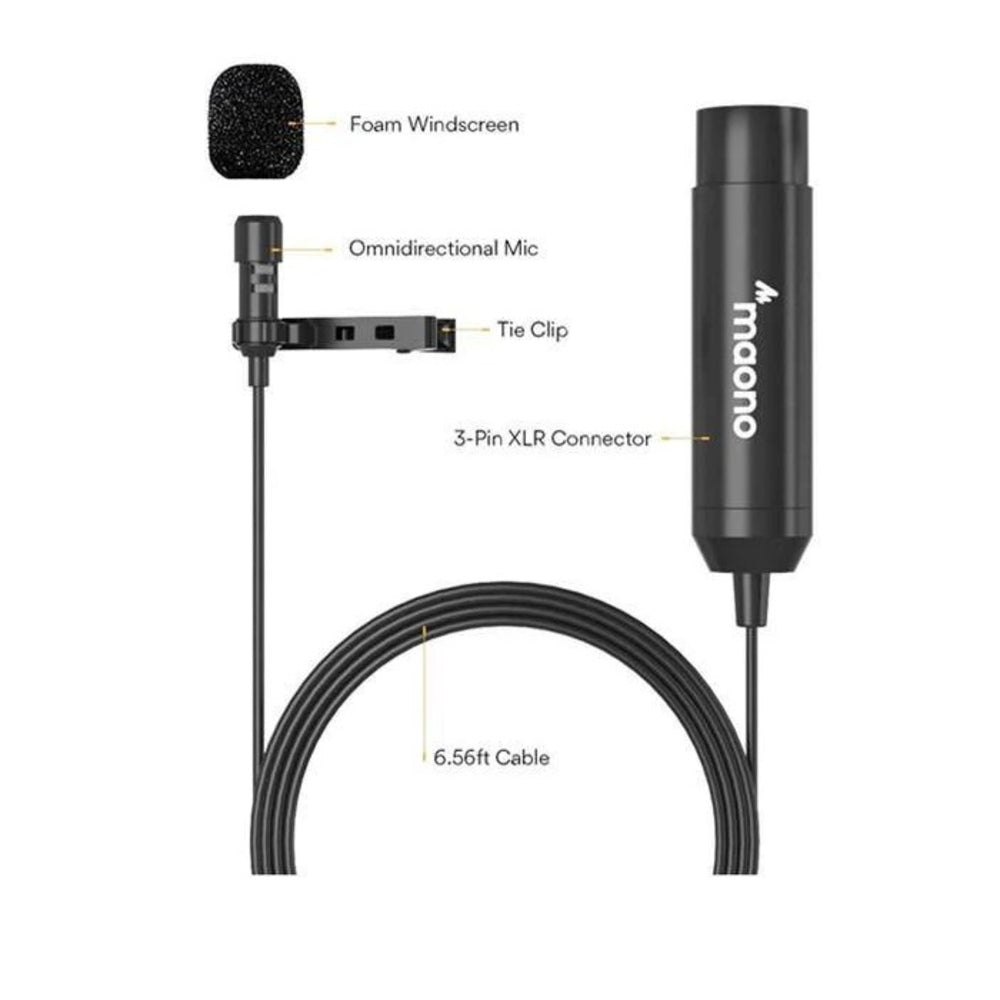 Maono AU-XLR10 XLR Collar Lavalier Microphone, Condenser Clip-on Mic