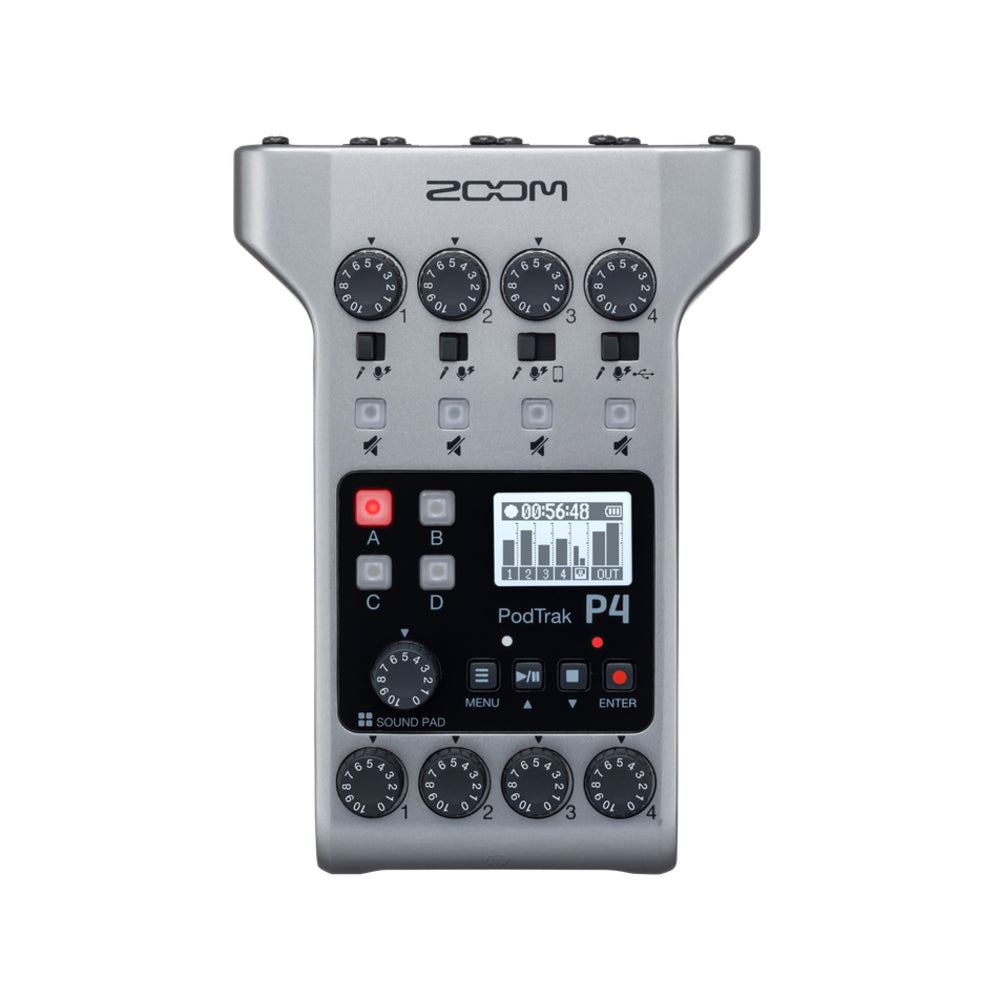 Zoom PodTrak P4 Portable Multitrack Podcast Recorder with 4-Person Podcasting Kit