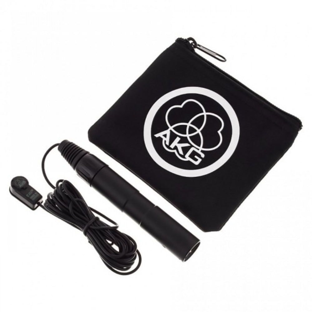 AKG C411 PP Miniature Condenser Pickup Microphone to 3-Pin XLR Male Cable 10' - Matte Black