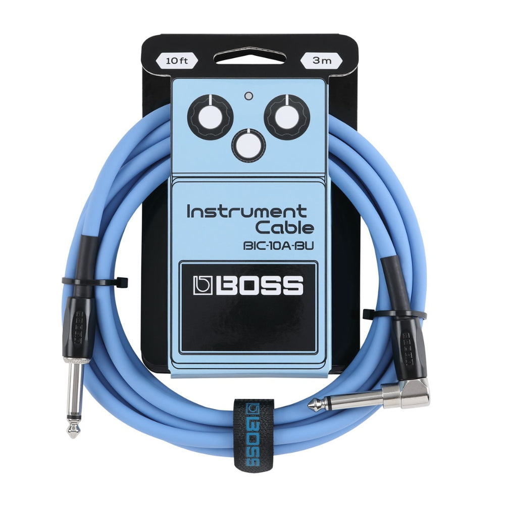 Boss BIC-10A-BU Blue Straight to Right Angle 3 Meter Instrument Cable