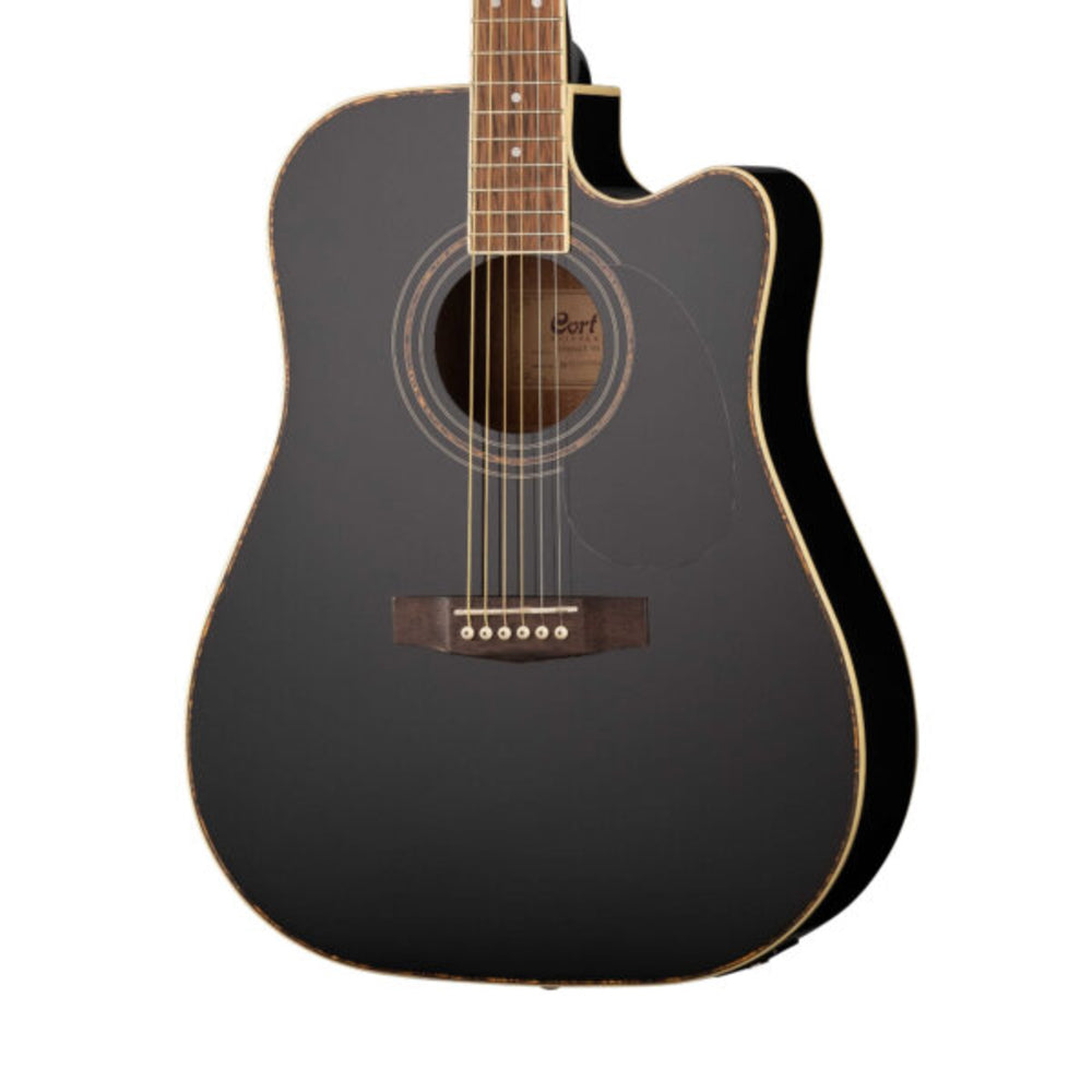 Cort AD880CE-BK Dreadnought Cutaway Semi Acoustic Guitar – Black