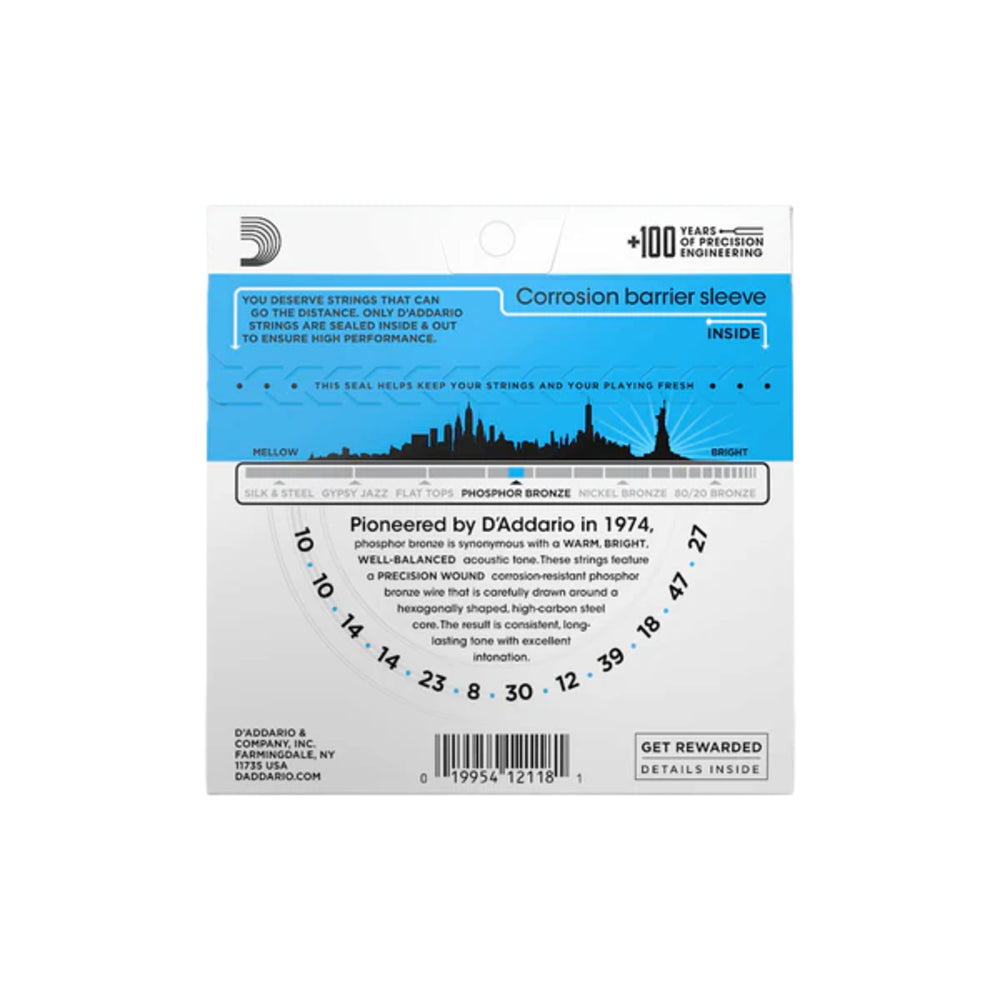 D'Addario EJ38 Phosphor Bronze 12-string Acoustic Guitar Strings - .010-.047 Light