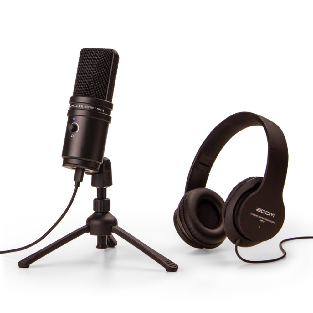 Zoom ZUM2PMP Podcast Mic Pack with ZUM-2 Mic, Headphones, Desktop Stand, Cable & Windscreen