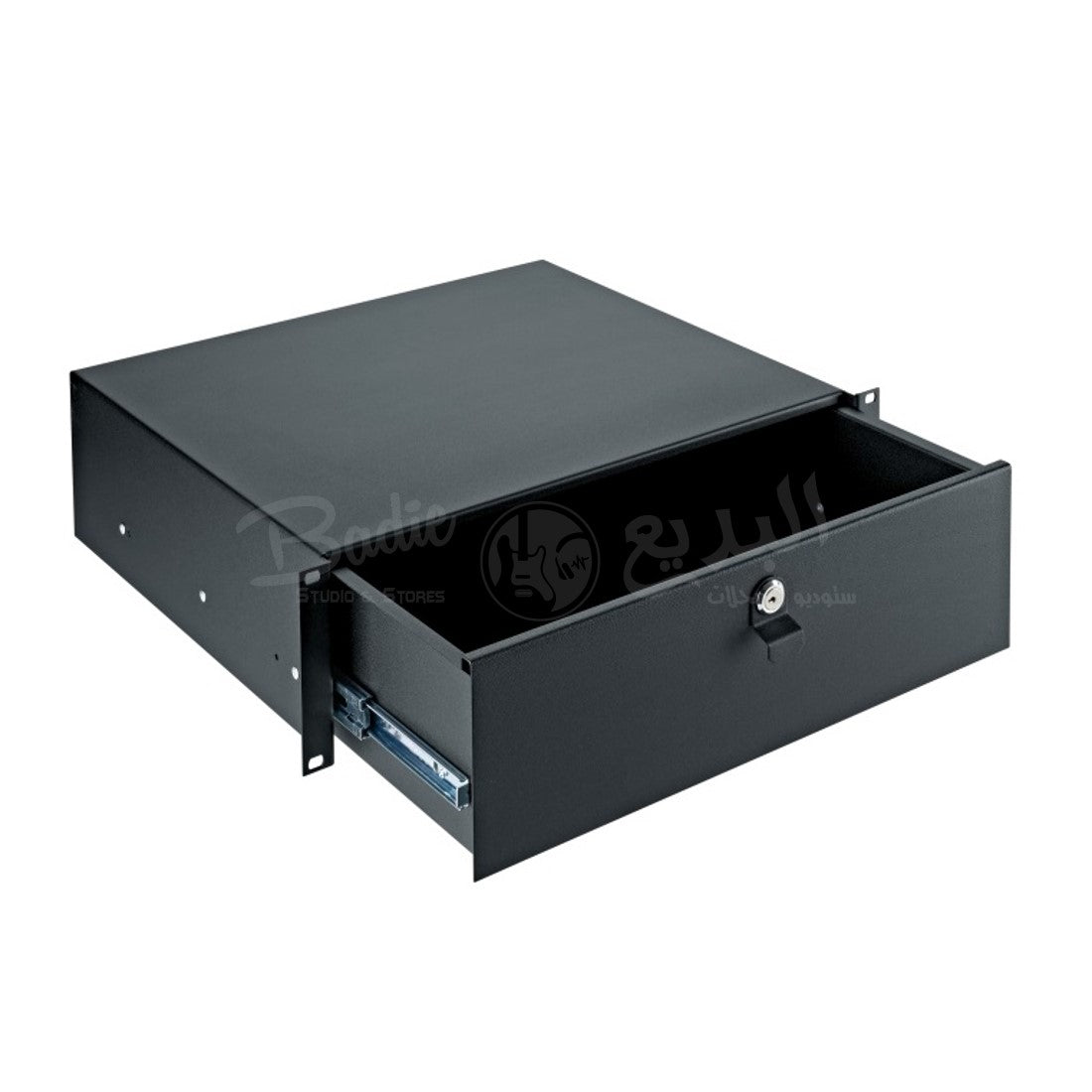 Konig & Meyer 49123-073-55 3U Sliding Steel Drawer with Keylock | Professional Audio Accessories | Musical Instruments. Musical Instruments: Accessories By Categories, Professional Audio Accessories, Professional Audio Accessories. Professional Audio Accessories: Flight Cases & Drawers | Konig & Meyer
