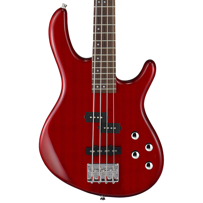 Cort Action Bass Plus Transparent Red 4-String Bass Guitar