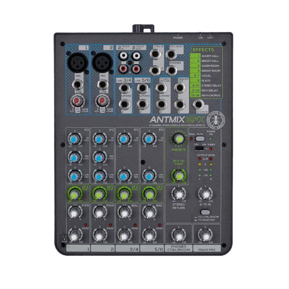 Ant ANTMIX 6FX 6-Channel Mixing Console with Effects | Professional Audio | Professional Audio, Professional Audio. Professional Audio: Analog Passive Mixers, Professional Audio. Professional Audio: Audio Mixers & Amplifiers | ANT