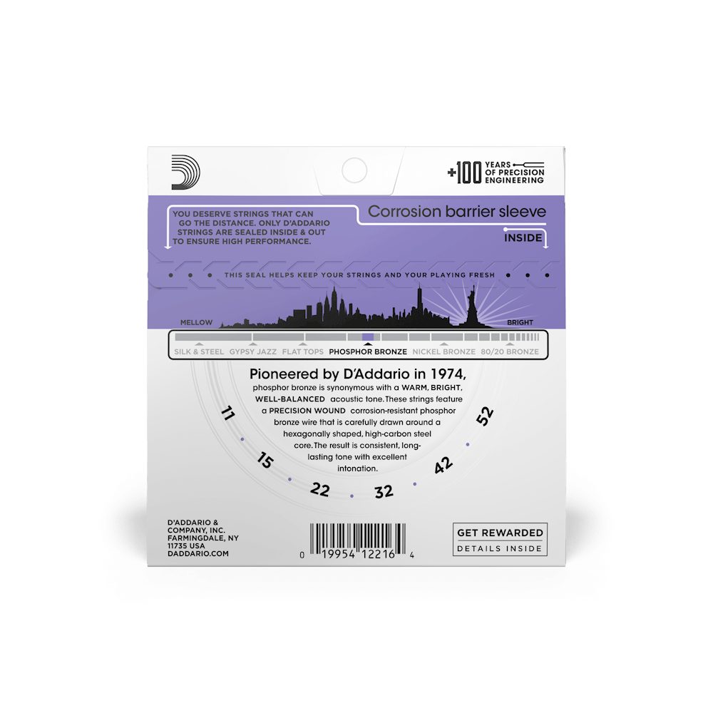 D'Addario EJ26 Phosphor Bronze Acoustic Guitar Strings - .011-.052 Custom Light