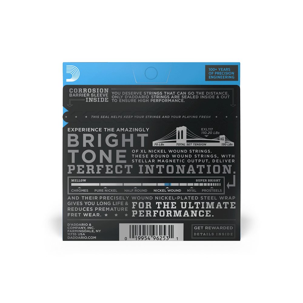 D'Addario EXL117 Nickel Wound Electric Guitar Strings - .011-.056 Medium Top/Extra Heavy Bottom / For Drop D Tuning