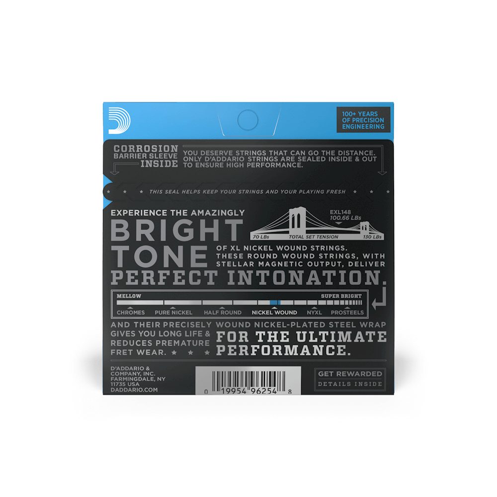 D'Addario EXL148 XL Nickel Wound Electric Guitar Strings - .012-.060 Extra Heavy / For Drop C Tuning