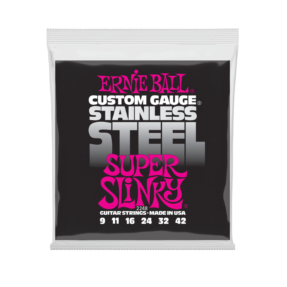 Ernie Ball 2248 Super Slinky Stainless Steel Wound Electric Guitar Strings - Gauge 09-42