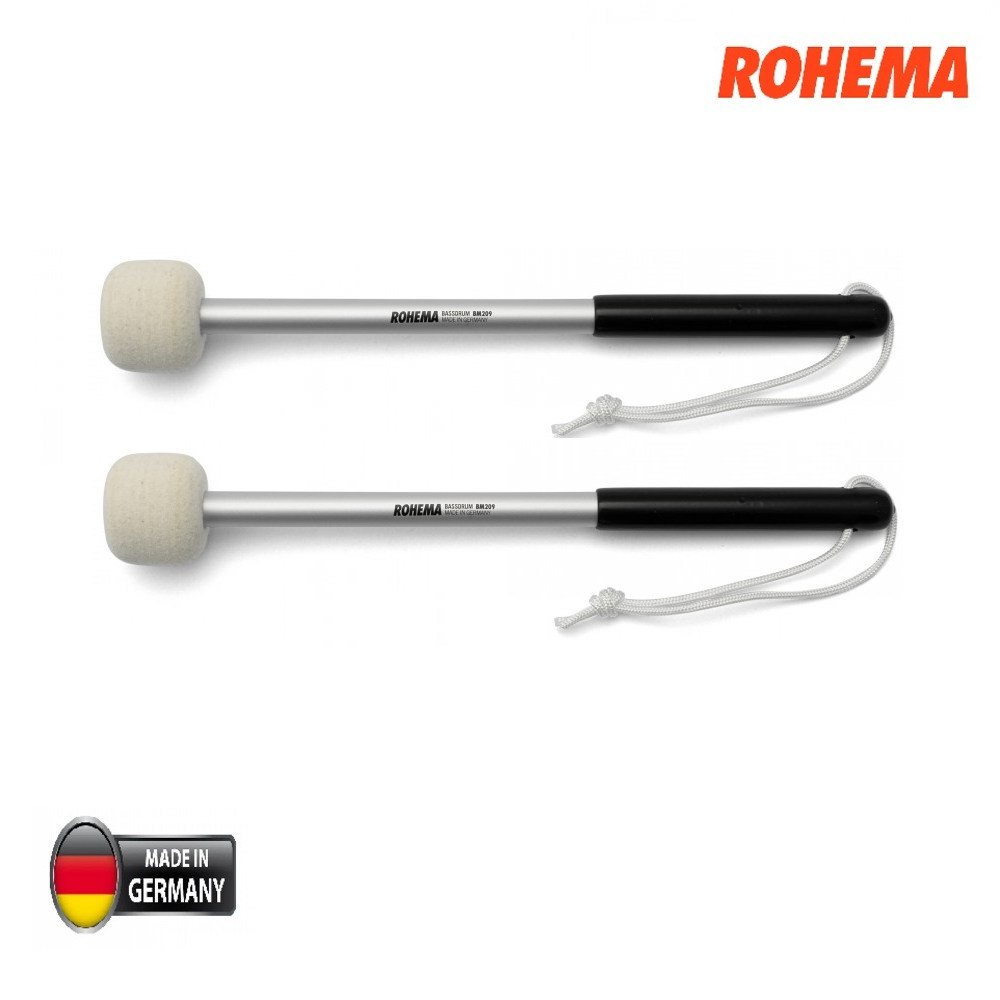 Rohema BM201 Bassdrum Mallet Pair - 50 mm Felt head, hard, aluminum shaft, plastic handle, 16 x 345 mm Rohema BM201 Bassdrum Mallet Pair - 50 mm Felt head, hard, aluminum shaft, plastic handle, 16 x 345 mm