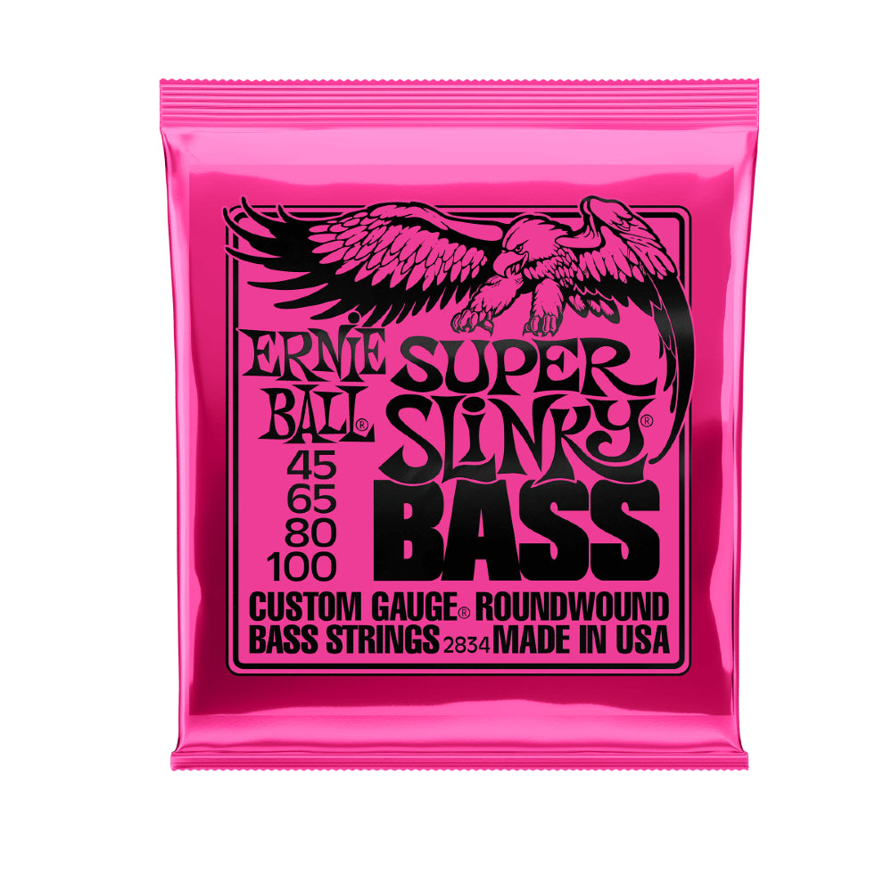 Ernie Ball 2834 Super Slinky Nickel Wound Electric Bass Guitar Strings, Gauge .045-100