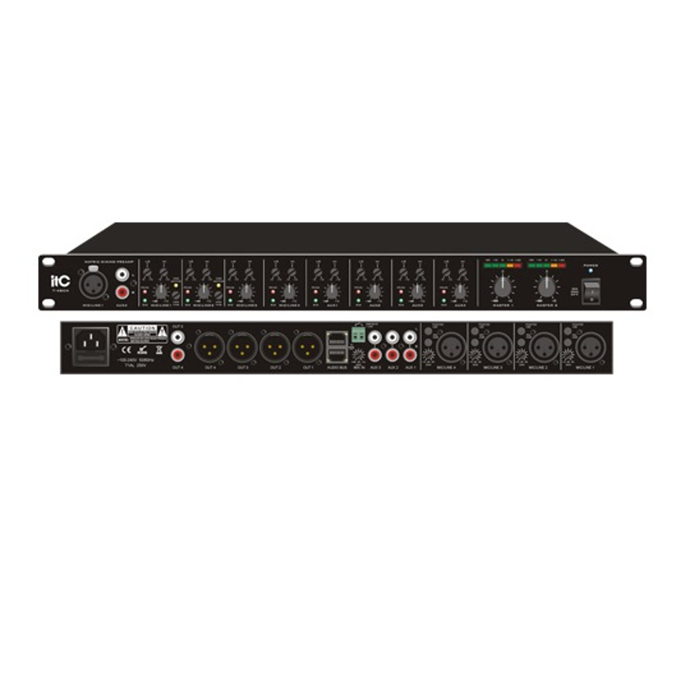 itc T-4S04 Stereo (8 Inputs & 4 Outputs) Mixer Pre- Amp itc T-4S04 Stereo (8 Inputs & 4 Outputs) Mixer Pre- Amp