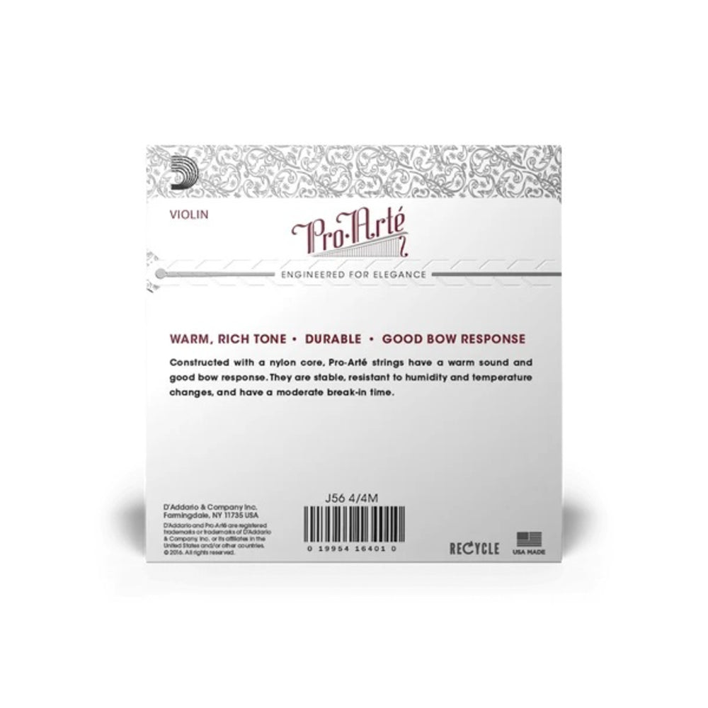 D'Addario J56 Pro-Arte Violin String Set - 4/4 Scale, Medium Tension