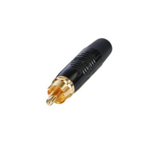 REAN RF2C-B-0-D RCA Plug with Gold Contact, Black, Black Boot