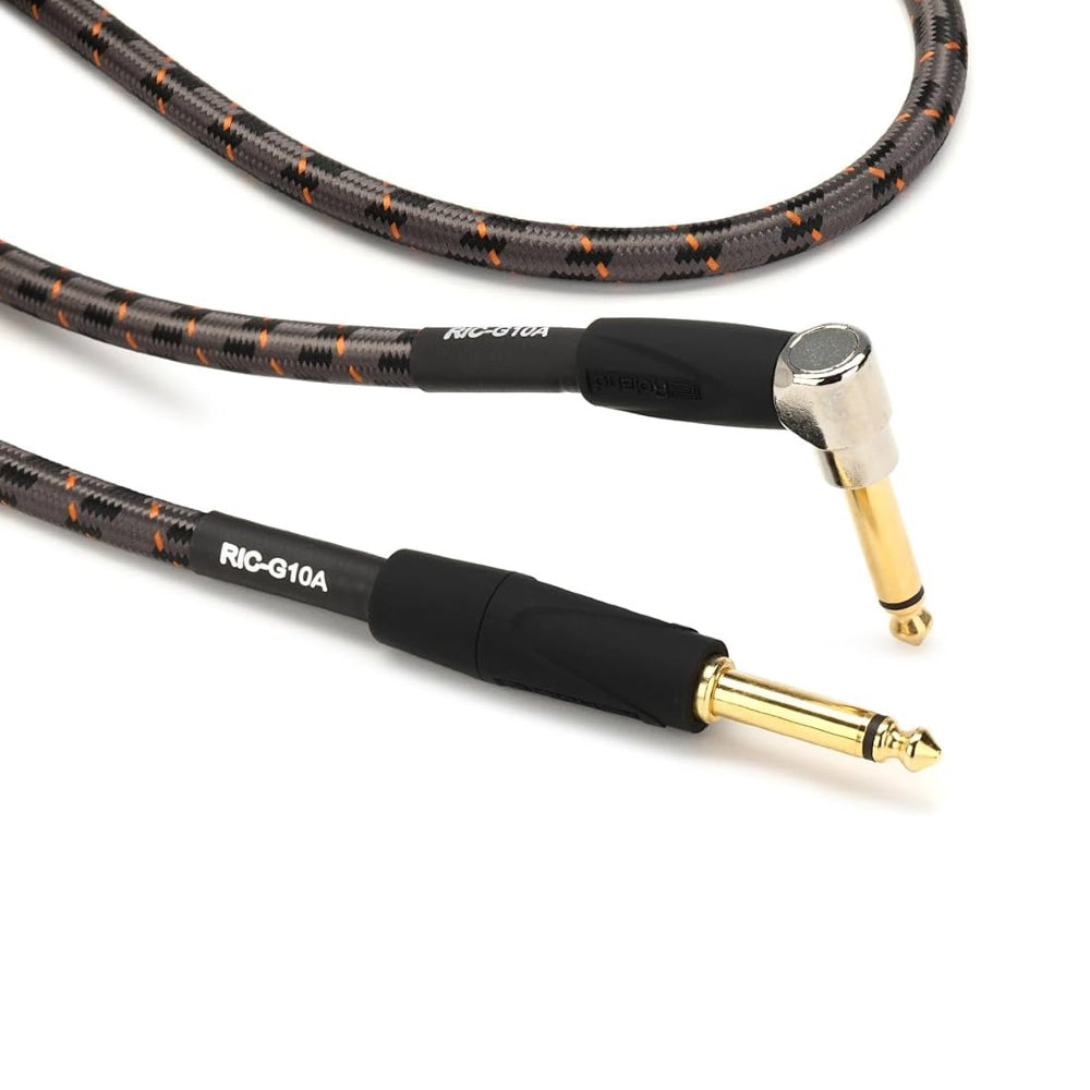 Roland RIC-G10A Gold Series 1/4" Plug to 1/4" Plug Right Angle Instrument Cable (10')