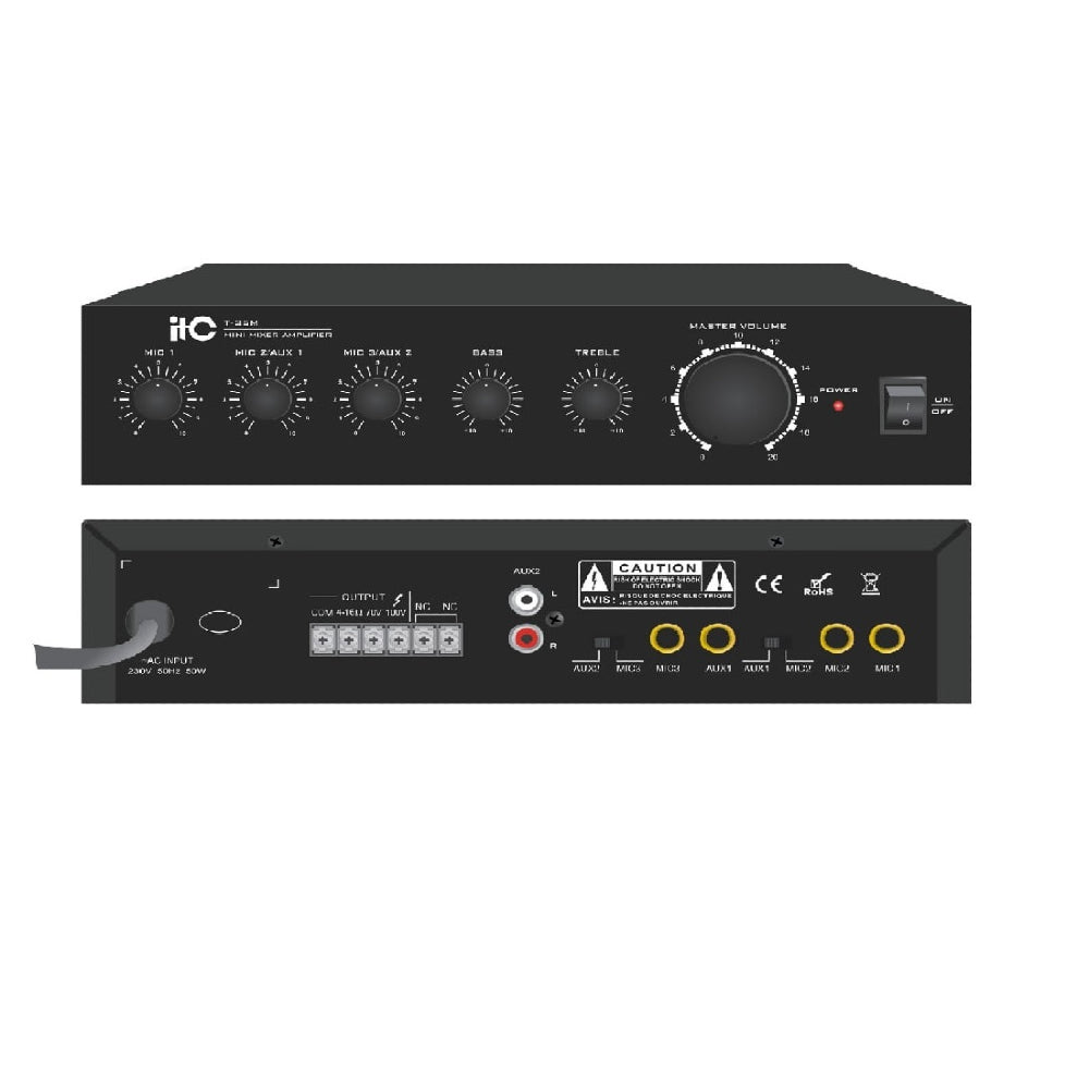 itc T-60M Mixer Amplifier (Phone Jack MIC Input ) 60W 4 ohm, 16 ohm and 70V, 100V output