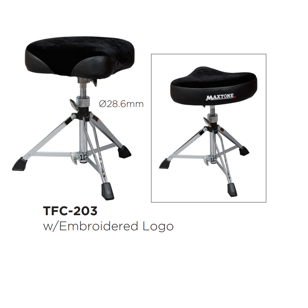 Maxtone TFC-203 Drum Throne with Double-Braced Legs Saddle Type