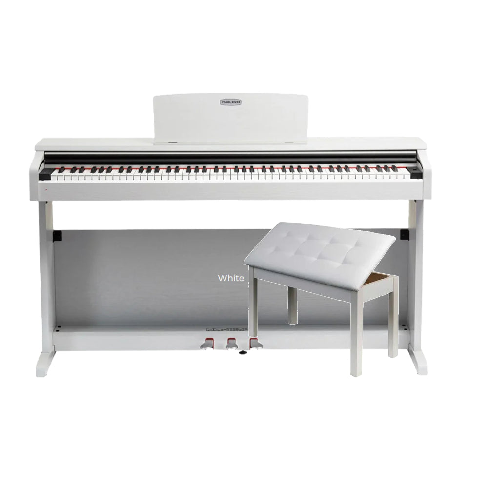 Pearl River V-05-WH 88-keys Digital Piano - White With Piano Bench
