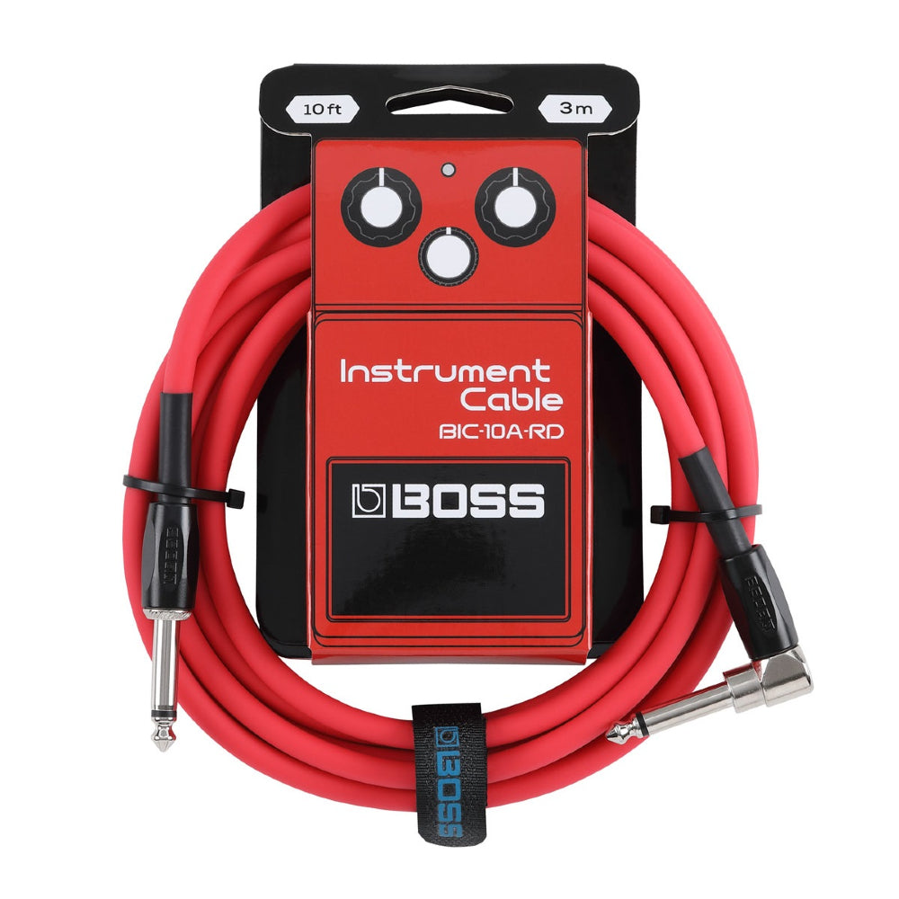 Boss BIC-10A-RD RED Straight to Right Angle 3 Meter Instrument Cable