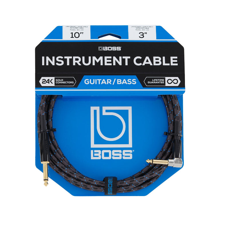 Boss BIC-10A Straight to Right Angle Instrument Cable - 10 foot Boss BIC-10A Straight to Right Angle Instrument Cable - 10 foot