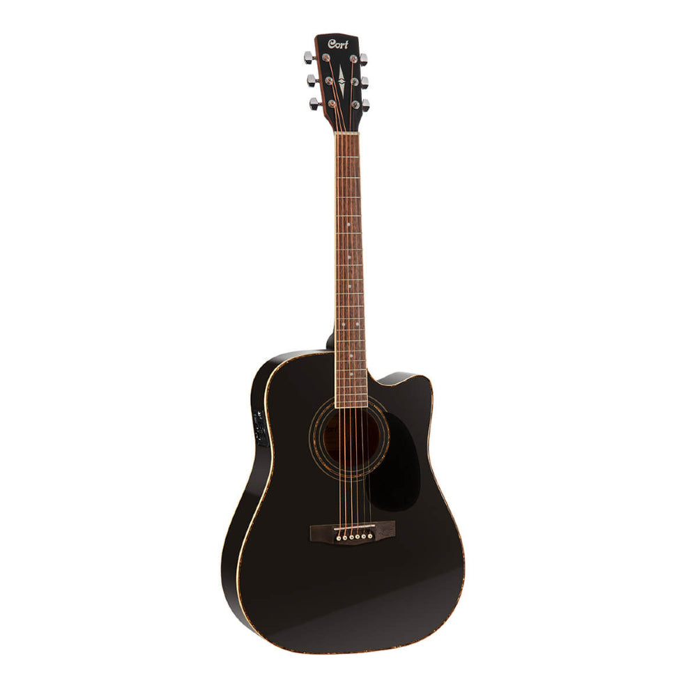 Cort AD880CE-BK Dreadnought Cutaway Semi Acoustic Guitar – Black