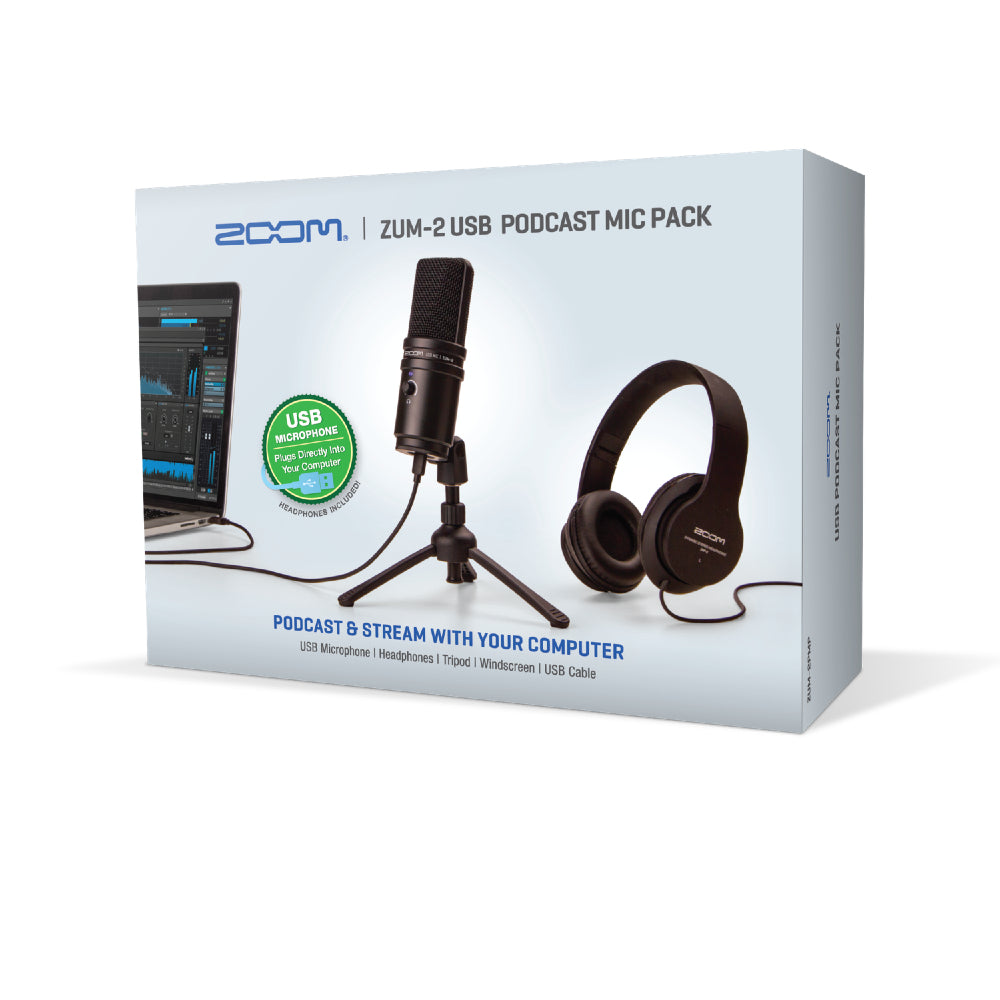 Zoom ZUM2PMP Podcast Mic Pack with ZUM-2 Mic, Headphones, Desktop Stand, Cable & Windscreen
