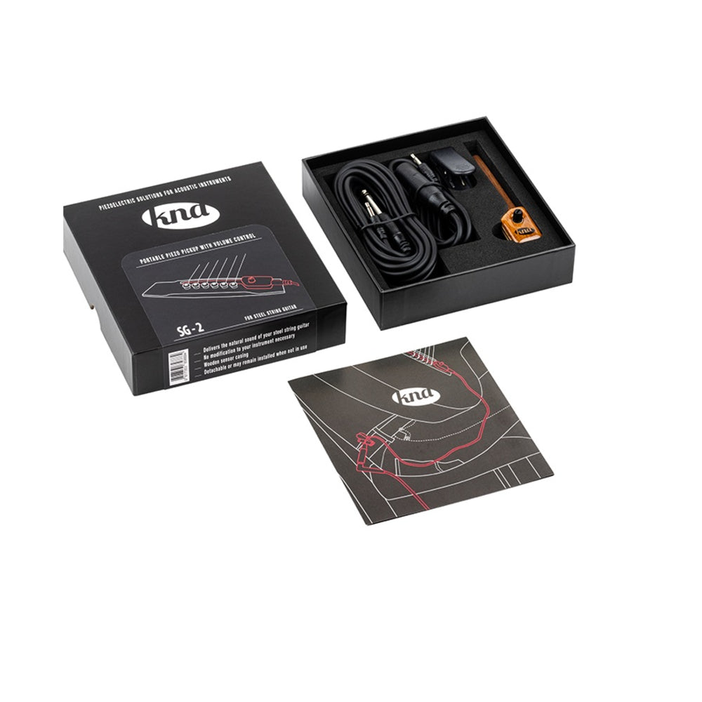 KNA SG-2 Portable bridge-mounted piezo with volume control for steel-string acoustic guitar pickup KNA SG-2 Portable bridge-mounted piezo with volume control for steel-string acoustic guitar pickup
