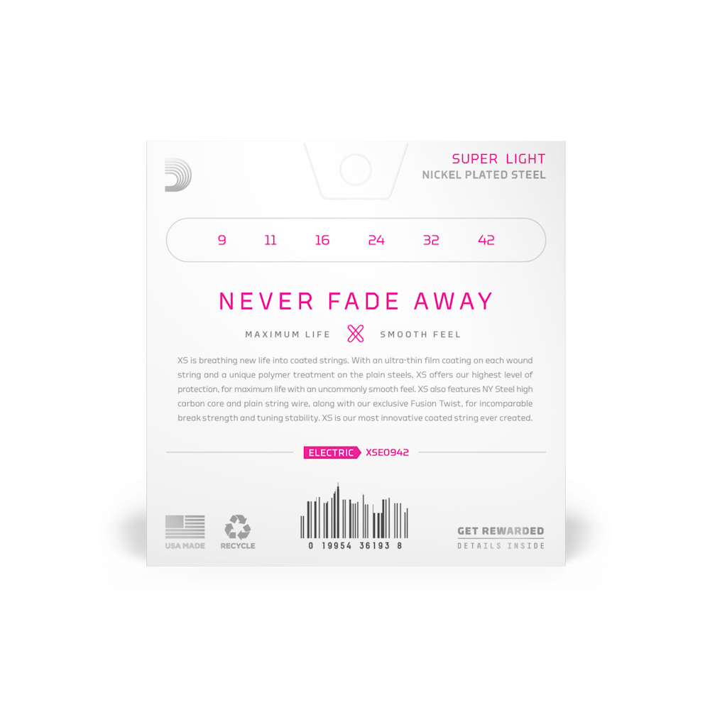 D'Addario XSE0942 Nickel-plated Steel Coated Electric Guitar Strings - .009-.042 Super Light D'Addario XSE0942 Nickel-plated Steel Coated Electric Guitar Strings - .009-.042 Super Light