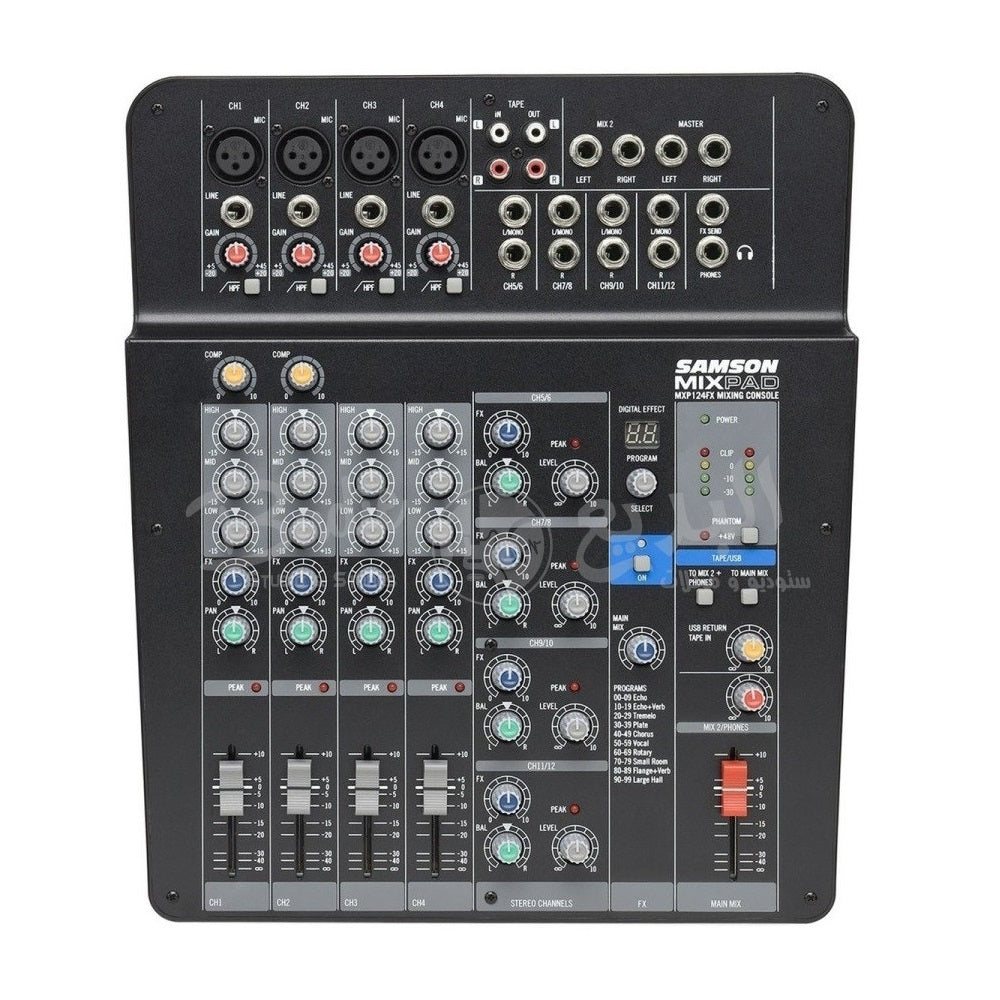 Samson Mixpad MXP124FX Compact, 12-Channel Analog Stereo Mixer with Effects and USB Samson Mixpad MXP124FX Compact, 12-Channel Analog Stereo Mixer with Effects and USB